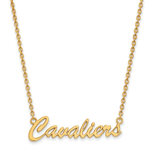 Sterling Silver Gold-plated LogoArt University of Virginia Cavaliers Script Medium Pendant 18 inch Necklace