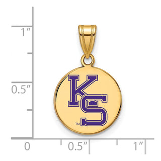 Sterling Silver Gold-plated LogoArt Kansas State University K-S Med Enameled Disc Pendant