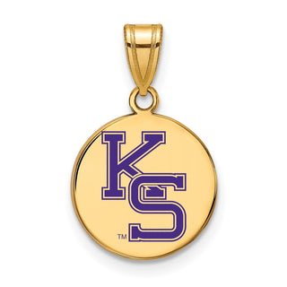 Sterling Silver Gold-plated LogoArt Kansas State University K-S Med Enameled Disc Pendant