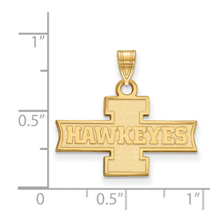 Sterling Silver Gold-plated LogoArt University of Iowa Hawkeyes Small Pendant
