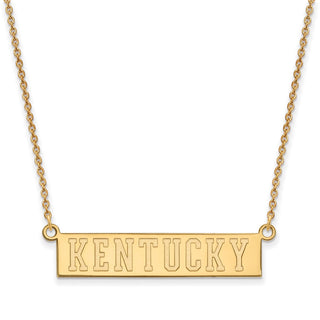 Sterling Silver Gold-plated LogoArt University of Kentucky Small Bar Pendant 18 inch Necklace