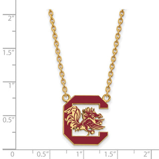 Sterling Silver Gold-plated LogoArt University of South Carolina Large Enameled Pendant 18 inch Necklace