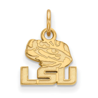 10k Gold LogoArt Louisiana State University L-S-U Tiger Eye Extra Small Pendant