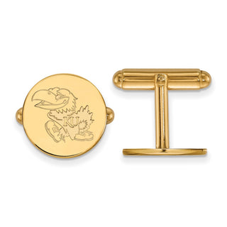 Sterling Silver Gold-plated LogoArt University of Kansas Jayhawk Cuff Links GP073UKS
