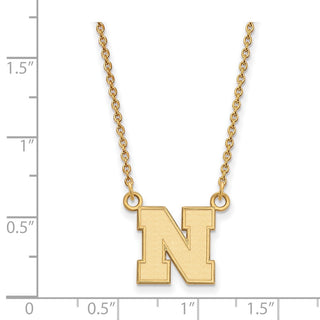 Sterling Silver Gold-plated LogoArt University of Nebraska Letter N Small Pendant 18 inch Necklace