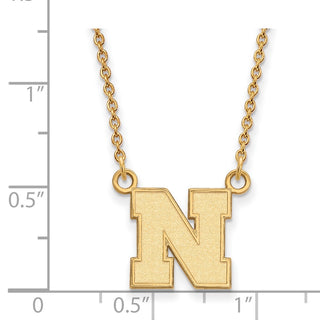 14k Gold LogoArt University of Nebraska Letter N Small Pendant 18 inch Necklace