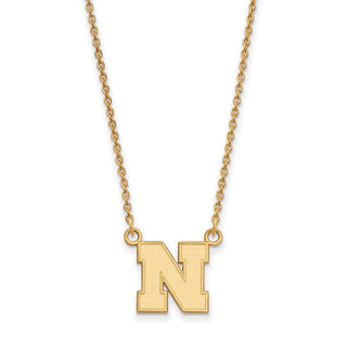 14k Gold LogoArt University of Nebraska Letter N Small Pendant 18 inch Necklace