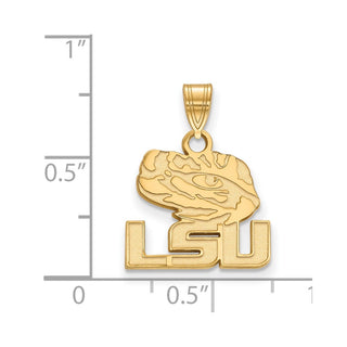 10k Gold LogoArt Louisiana State University L-S-U Tiger Eye Small Pendant