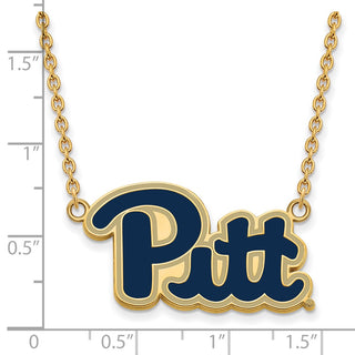 Sterling Silver Gold-plated LogoArt University of Pittsburgh Lg Enameled Pendant 18 inch Necklace