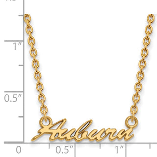 Sterling Silver Gold-plated LogoArt Auburn University Medium Script Pendant 18 inch Necklace