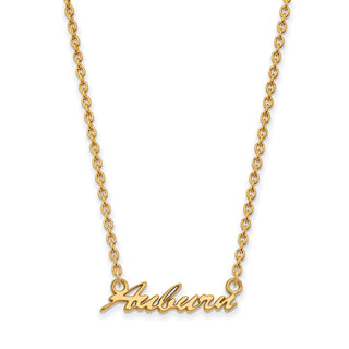 Sterling Silver Gold-plated LogoArt Auburn University Medium Script Pendant 18 inch Necklace