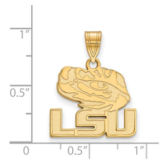 10k Gold LogoArt Louisiana State University L-S-U Tiger Eye Medium Pendant