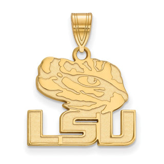 10k Gold LogoArt Louisiana State University L-S-U Tiger Eye Medium Pendant