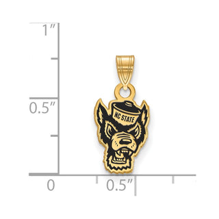 Sterling Silver Gold-plated LogoArt North Carolina State University Wolf Small Enameled Pendant