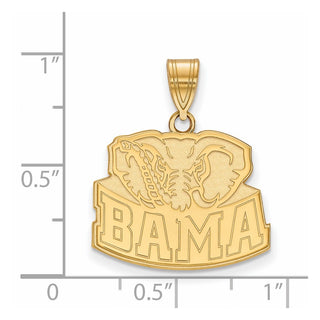 14k Gold LogoArt University of Alabama Elephant Medium Pendant