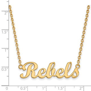 14k Gold LogoArt University of Mississippi Rebels Script Bar 18 inch Necklace