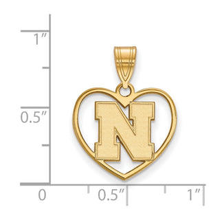 Sterling Silver Gold-plated LogoArt University of Nebraska Letter N Heart Pendant
