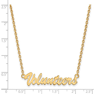 Sterling Silver Gold-plated LogoArt University of Tennessee Volunteers Script Medium Pendant 18 inch Necklace