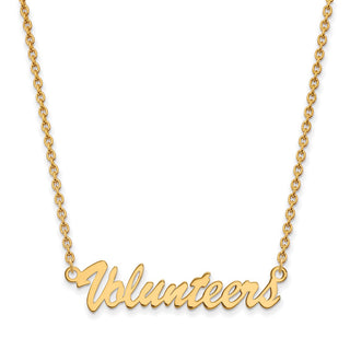 Sterling Silver Gold-plated LogoArt University of Tennessee Volunteers Script Medium Pendant 18 inch Necklace