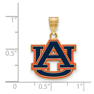 Sterling Silver Gold-plated LogoArt Auburn University A-U Medium Enameled Pendant