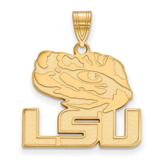 10k Gold LogoArt Louisiana State University L-S-U Tiger Eye Large Pendant