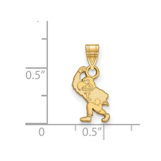Sterling Silver Gold-plated LogoArt University of Iowa Hawk Mascot Small Pendant