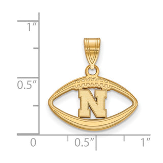 Sterling Silver Gold-plated LogoArt University of Nebraska Letter N Football Pendant