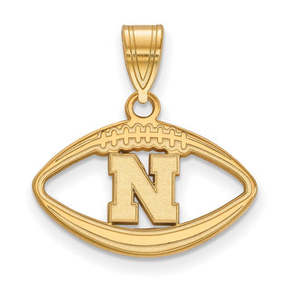 Sterling Silver Gold-plated LogoArt University of Nebraska Letter N Football Pendant