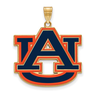 Sterling Silver Gold-plated LogoArt Auburn University A-U Extra Large Enameled Pendant