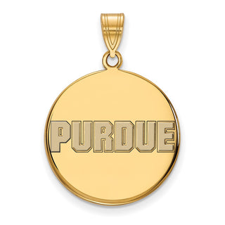 Sterling Silver Gold-plated LogoArt Purdue University Block Type Large Enameled Disc Pendant