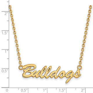 Sterling Silver Gold-plated LogoArt University of Georgia Bulldogs Script Pendant 18 inch Necklace