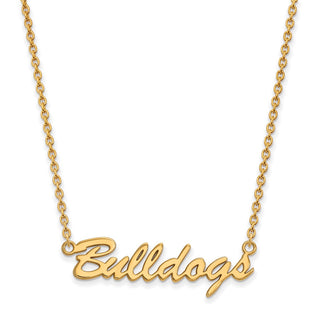 Sterling Silver Gold-plated LogoArt University of Georgia Bulldogs Script Pendant 18 inch Necklace