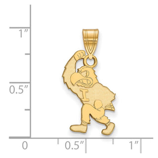 Sterling Silver Gold-plated LogoArt University of Iowa Hawk Mascot Large Pendant