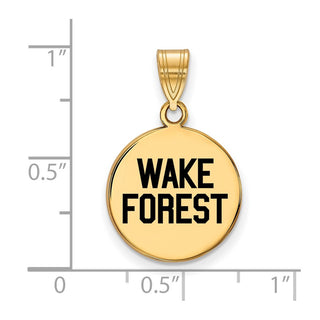 Sterling Silver Gold-plated LogoArt Wake Forest University W-F Deacon Medium Enameled Disc Pendant
