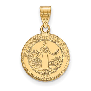Sterling Silver Gold-plated LogoArt University of Alabama Medium Crest Pendant