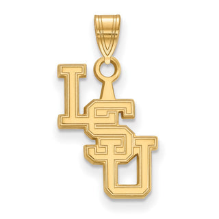 Sterling Silver Gold-plated LogoArt Louisiana State University L-S-U Small Pendant GP079LSU