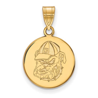 14k Gold LogoArt University of Georgia Bulldog Medium Disc Pendant