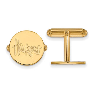Sterling Silver Gold-plated LogoArt University of Nebraska Huskers Cuff Links