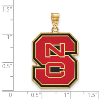 Sterling Silver Gold-plated LogoArt North Carolina State University N-C-S Extra Large Enameled Pendant