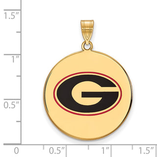 Sterling Silver Gold-plated LogoArt University of Georgia Letter G Extra Large Enameled Disc Pendant