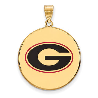 Sterling Silver Gold-plated LogoArt University of Georgia Letter G Extra Large Enameled Disc Pendant