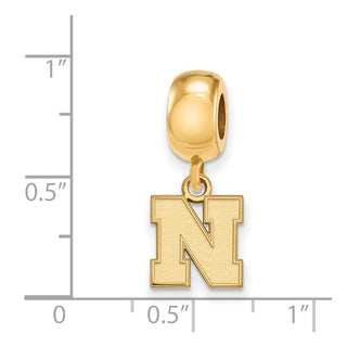 Sterling Silver Gold-plated LogoArt University of Nebraska Letter N Extra Small Dangle Bead Charm