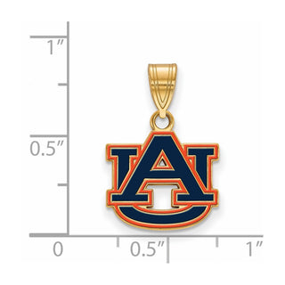 Sterling Silver Gold-plated LogoArt Auburn University A-U Small Enameled Pendant