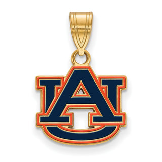 Sterling Silver Gold-plated LogoArt Auburn University A-U Small Enameled Pendant