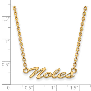 Sterling Silver Gold-plated LogoArt Florida State University Noles Script Medium Pendant 18 inch Necklace