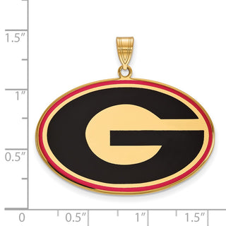 Sterling Silver Gold-plated LogoArt University of Georgia Letter G Extra Large Enameled Pendant