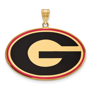 Sterling Silver Gold-plated LogoArt University of Georgia Letter G Extra Large Enameled Pendant