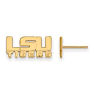 10k Gold LogoArt Louisiana State University L-S-U Tigers Extra Small Post Earrings
