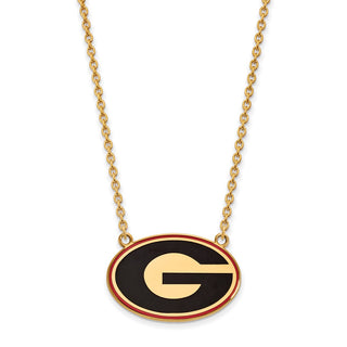 Sterling Silver Gold-plated LogoArt U of Georgia Letter G Large Enameled Pendant 18 inch Necklace