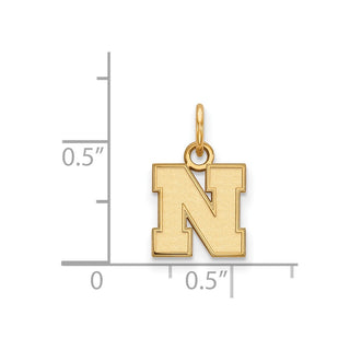 Sterling Silver Gold-plated LogoArt University of Nebraska Letter N Extra Small Pendant